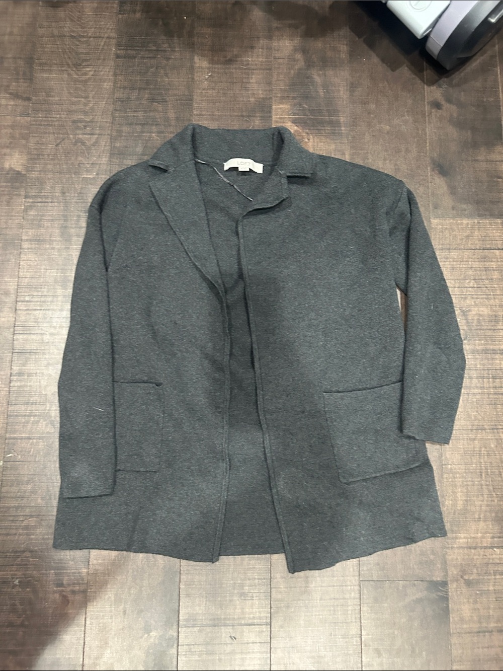 Women's Dark Gray Open-Front sweater blazer
